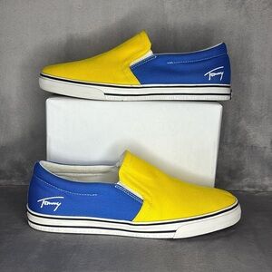 🔥🔥🔥 TOMMY HILFIGER Slip On Sneakers Color Block Yellow and Blue Size: 10M🔥🔥🔥